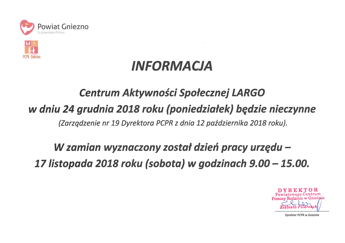 Informacja - Largo Gniezno